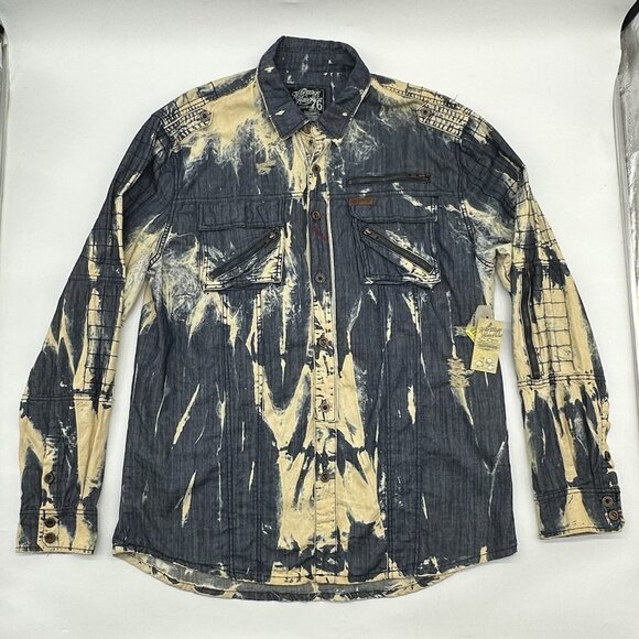 The Heritage by America Denim Distillery 1776 Size 2XL Acid Wash Denim Shirt NWT - Picture 1 of 11